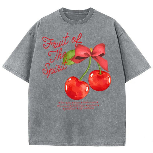 Fruit Of The Spirit Unisex Washed T-Shirt, Christian t shirts, Christian Jesus  t shirts, Vintage 90s Graphic Tee Gift Cotton Top Womenswear, Mineral color