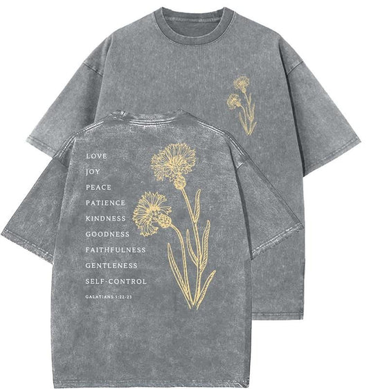 Fruit Of The Spirit Unisex Washed T-Shirt, Christian t shirts, Vintage 90s Graphic Tee, Gift Top Womenswear Cotton Mineral Color
