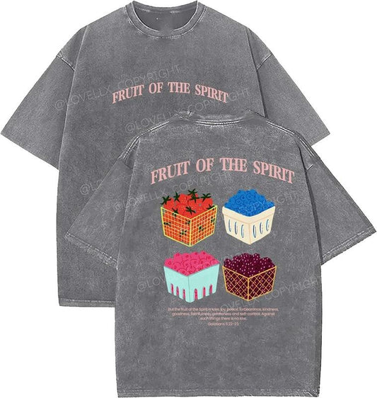 Fruit Of The Spirit Unisex Washed T-Shirt, Christian t shirts, Vintage 90s Graphic Tee, Gift Top Womenswear Cotton Mineral Colorstyle{n002}3