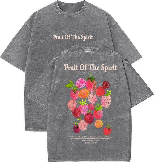 Fruit Of The Spirit Unisex Washed T-Shirt, Christian t shirts, Vintage 90s Graphic Tee, Gift Top Womenswear Cotton Mineral Colorstyle{n002}5