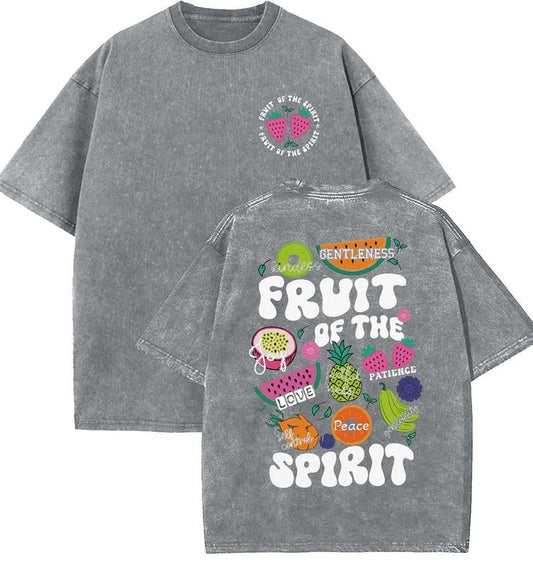 Fruit Of The Spirit Unisex Washed T-Shirt, Christian t shirts, Vintage 90s Graphic Tee, Gift Top Womenswear Cotton