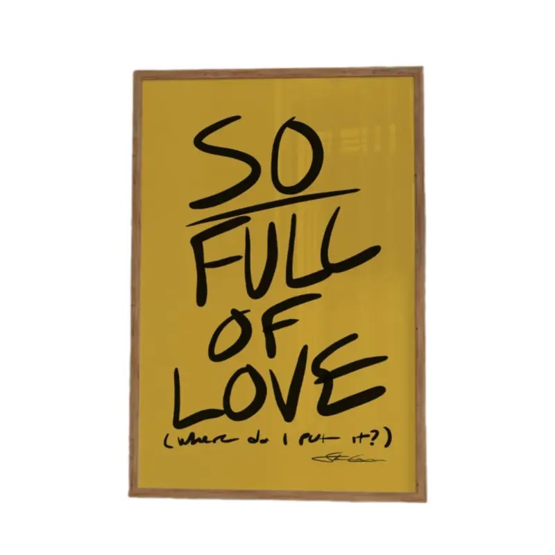 Full Of Love Print, Mid Century Print, Aesthetic Wall Art, Typography Print, Trendy Yellow Print, Gifts For Sister Friends Wall Art, Poster Prints No Frame, Wall Art Home Decor, Poster For Room, Gifts For Birthday