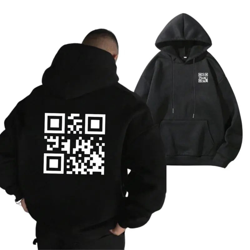 Functional QR Code Hoodie Standout, womenswear shirt, menswear, streetwear, for him for her, Fit top classic Sweatshirt For Men For Women