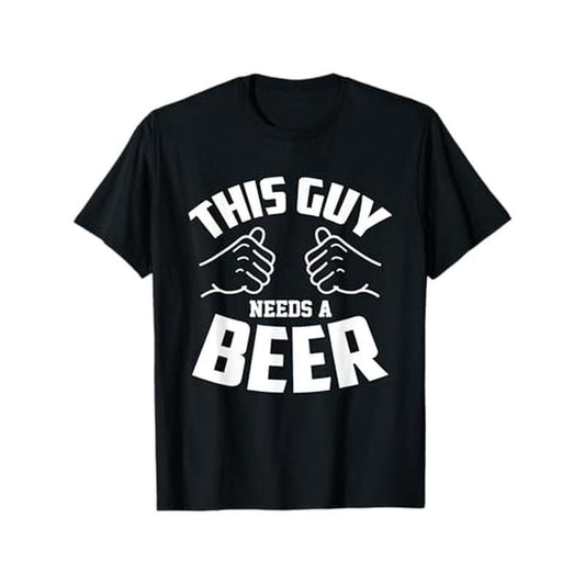 Funny 'This Guy Needs Beer' Graphic Tee - 100% Cotton, Breathable & Soft, Perfect for Summer Outdoors - Men's Casual Round-Neck T-Shirt made in usa