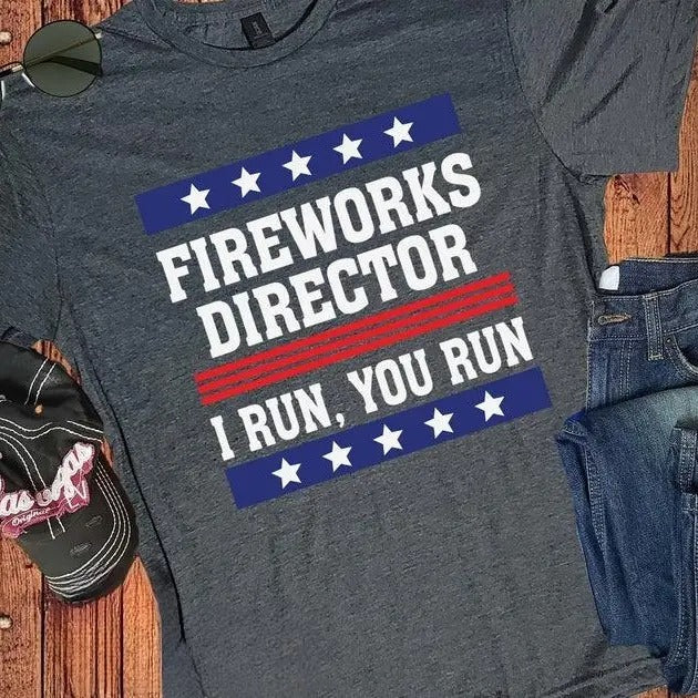 Funny 4th of July Fireworks Shirt, Fireworks Director , Mens or Womens Patriotic USA American Flag T-Shirt