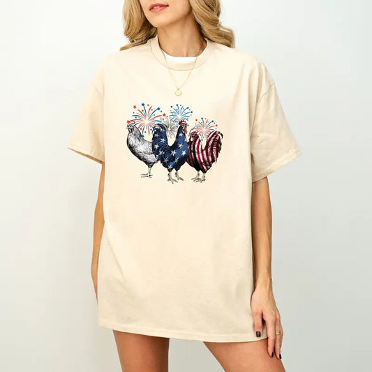 Funny 4th of July Shirt, Chicken Shirt, Independence Day Tee, USA Flag Shirt, Patriotic Shirt, Freedom Shirt, Womens Fourth of July, USA Tee