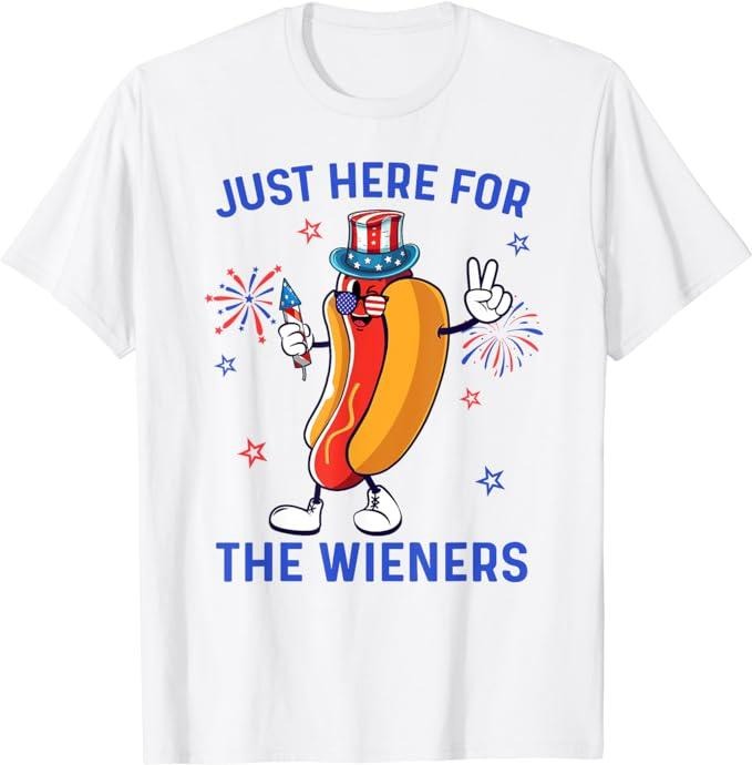 Funny 4th of July Shirts For Men, 4th Of July Wieners USA American flag Patriotic T-Shirt Menswear Top Casual Cotton Basic Fashion