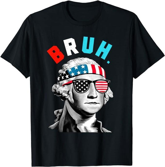 Funny 4th of July Shirts For Men, 4th of July 2024 George Washington Bruh. T-Shirt Menswear Top Casual Cotton Fashion Smooth