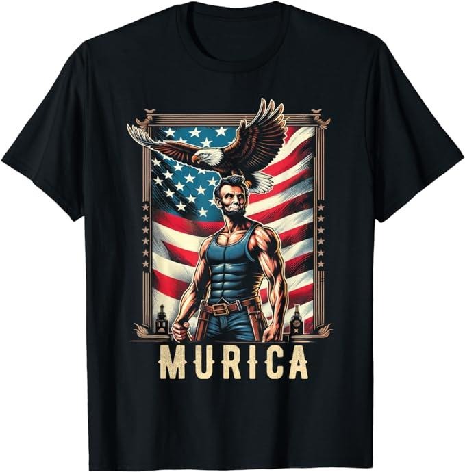 Funny 4th of July Shirts For Men, 4th of July Patriotic Funny Abraham Lincoln July 4th USA T-Shirt Menswear Top Casual Cotton Fashion Smooth