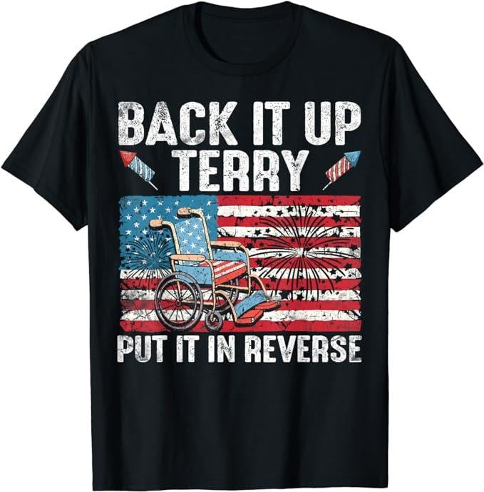 Funny 4th of July Shirts For Men, Back It Up Terry Put It In Reverse Firework Flag 4th Of July T-Shirt Menswear Top Casual Cotton Basic Fashion