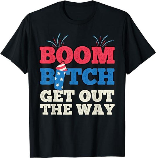 Funny 4th of July Shirts For Men, Fireworks Firing System Director Funny Boom 4th of July T-Shirt Menswear Top Casual Cotton