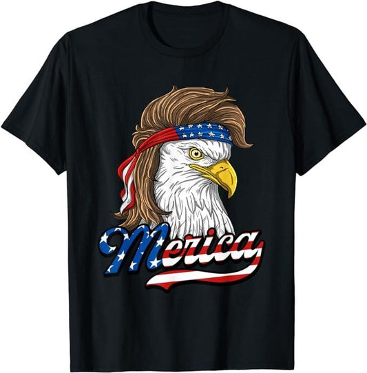 Funny 4th of July Shirts For Men, Merica Patriotic USA Eagle Of Freedom 4th of July T-Shirt Menswear Top Casual Cotton Basic Fashion