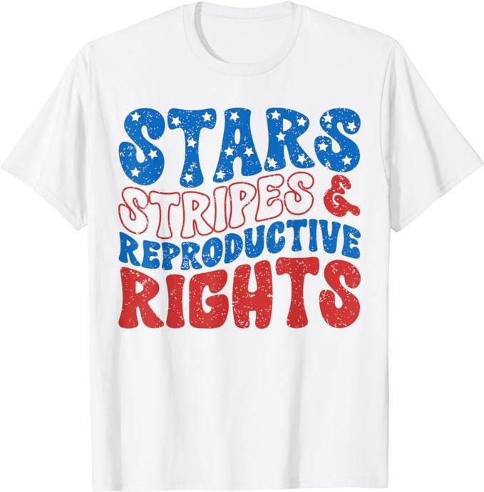 Funny 4th of July Shirts For Men, Stars Stripes and Reproductive Rights 4th Of July Women's T-Shirt Top Casual Cotton Fashion Menswear