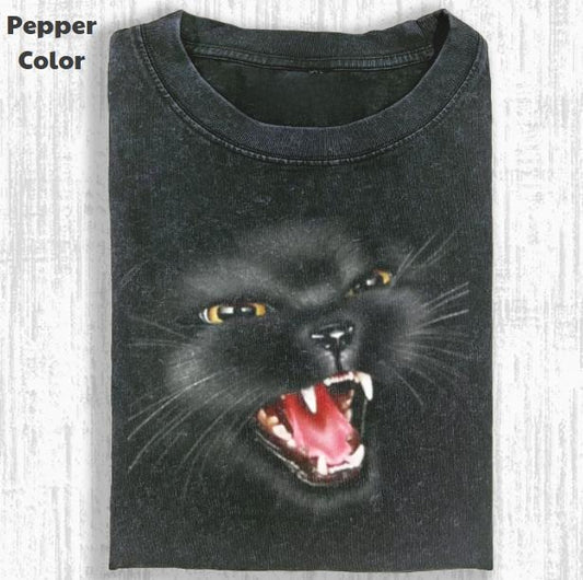 Funny Animal Vintage Graphic Tee, Black Cute Cat T-Shirt, Animal Shirt, Unisex Meme Cringe Funny Shirt, Menswear Womenswear Streetwear Cotton Comfort