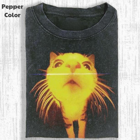 Funny Animal Vintage Graphic Tee, Wacky Cat T-Shirt, Animal Shirt, Unisex Meme Cringe Funny Shirt, Menswear Womenswear Streetwear Cotton Comfort