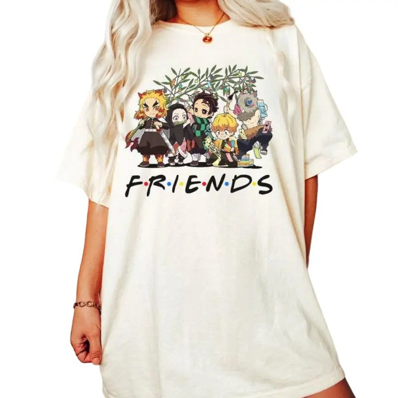 Funny Anime Tee Shirt, Tanjiro, Nezuko, Zenitsu, Inosuke, Anime Streetwear Shirt, Birthday Gift for Anime Loversstyle{n002}2