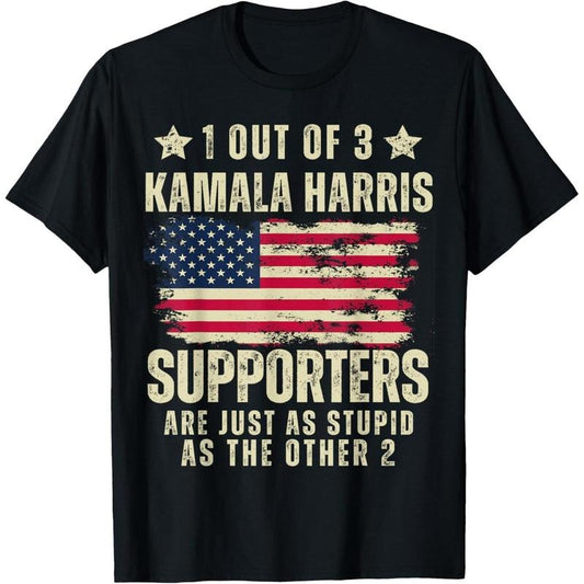 Funny Anti Kamala Harris Stupid Joke American Flag USA Humor T-Shirt made in usa
