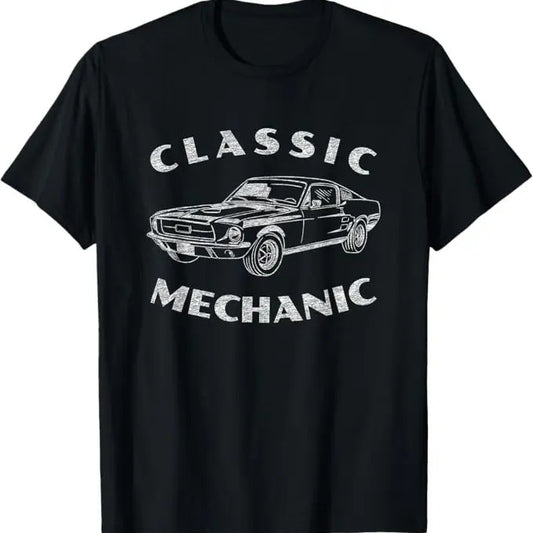 Funny Auto Mechanic T-Shirt, Funny Mechanic Classic Car Graphic T-Shirt - Menswear Casual Cotton