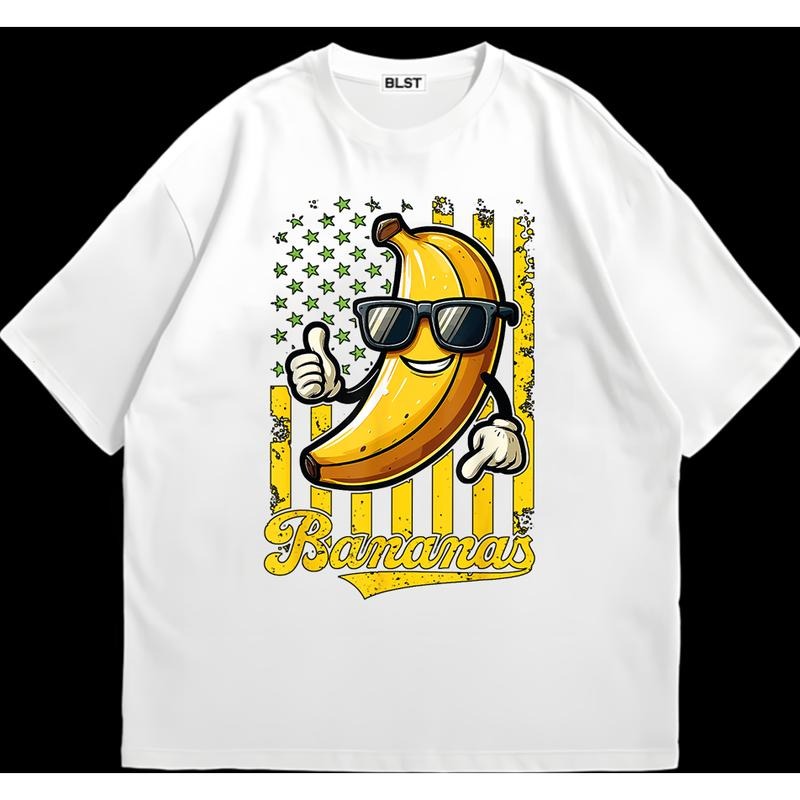 Funny Bananas Amrica T-Shirt Cool and Casual Urban Look Retro Graphic Stylish Tee for Everyday Looks