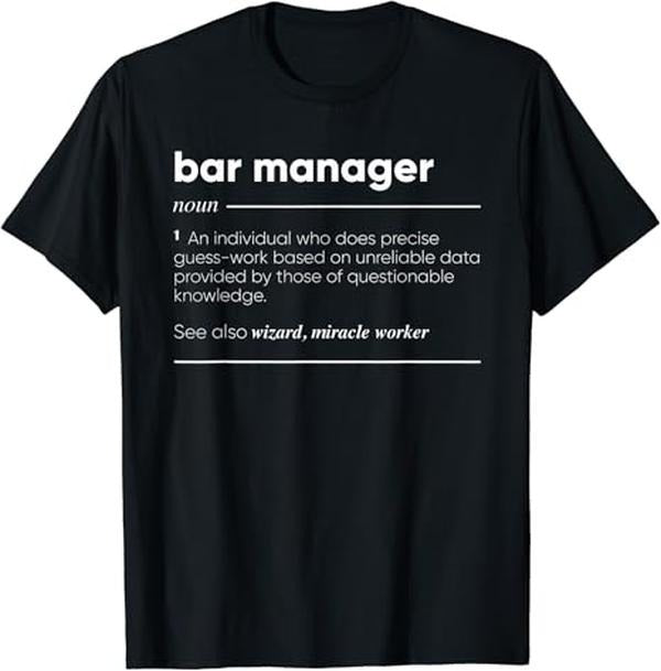 Funny Bar Shirts, Bar Manager Definition Funny Noun T-Shirt Menswear Top - Funny Shirts For Night Out Casual Classic