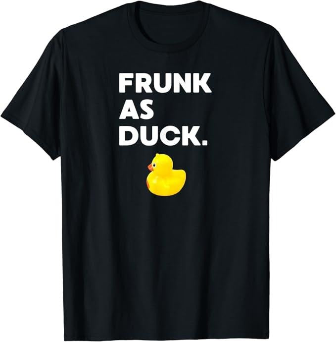 Funny Bar Shirts, Frunk as Duck Funny Rubber Ducky Drinking Meme Humor T-Shirt Menswear Top - Funny Shirts For Night Out Casual Classic