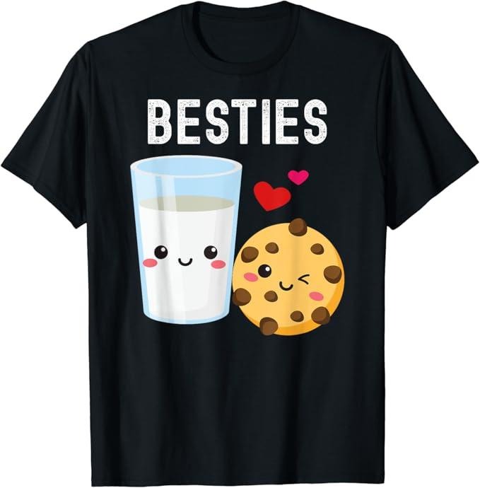 Funny Best Friend Shirts, Gift For Best Friend, Besties Kawaii Milk and Cookie Best Friends Couples Matching T-Shirt Menswear Top