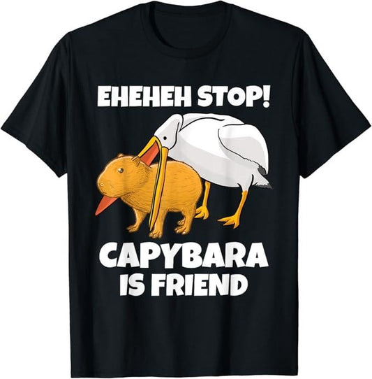 Funny Best Friend Shirts, Gift For Best Friend, Funny Capybara Gets Eaten By Pelican Friends Meme T-Shirt Menswear Top Casual Classic
