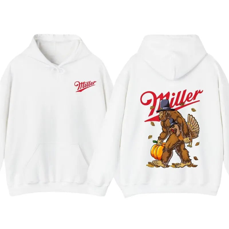 Funny Bigfoot Thanksgiving Miller Lite Turkey Pumpkin turkey day T-Shirt, Turkey Hoodie