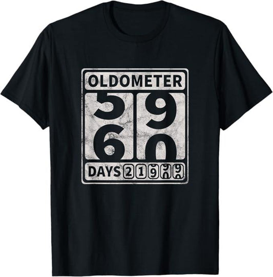 Funny Birthday Shirts, 60th Birthday Gift Funny Oldometer 59-60 T-Shirt For Men - Menswear Top