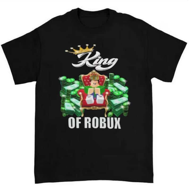Funny Blox King of ROBUX T-Shirt Featuring Classic VR Game Design and Playful Meme Humor for Roblox Fans