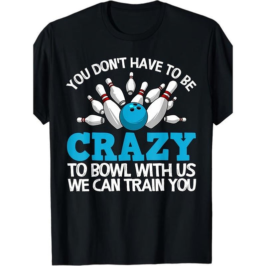 Funny Bowling-Themed Cotton T-Shirt for Men & Women - Casual Round Neck, Non-Stretch Fabric, Perfect Gift for Bowlers made in usa