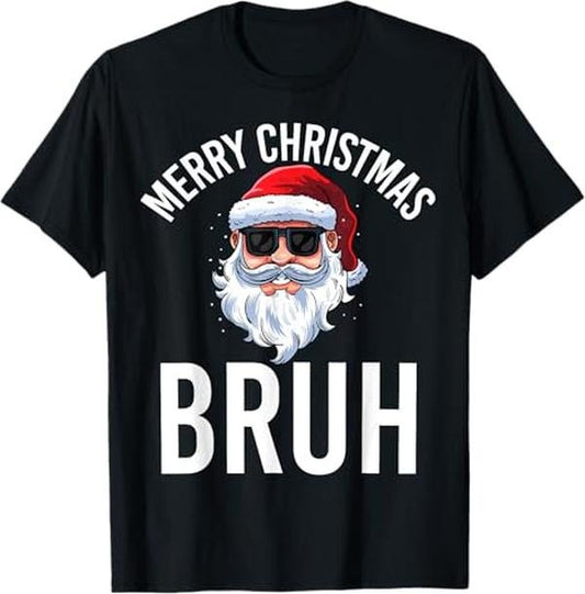 Funny Brother Shirt, Gift for Brother, Merry Christmas Bruh Meme Funny Saying for Brother Men T-Shirt - Menswear Casual Cotton