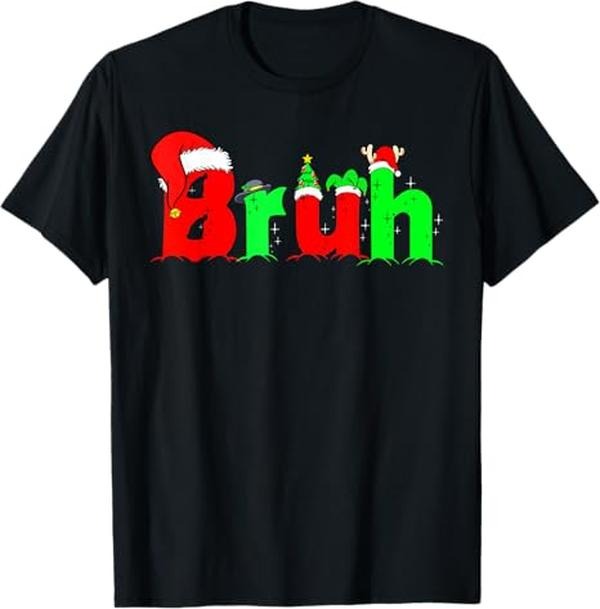 Funny Bruh Shirt, Bruh Funny Saying Bro Christmas Pajamas Xmas T-Shirt - Menswear Top