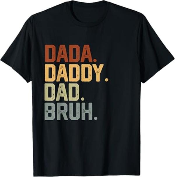 Funny Bruh Shirt, Dada Daddy Dad Bruh Retro Vintage Funny Fathers Day Vintage T-Shirt - Menswear Top