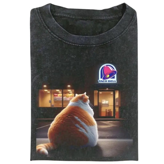 Funny Cat Fat Tacobell Vintage Graphic T-shirt, Funny Meme Tee, Cat Lover Unisex T-Shirt, Gift For Men Women