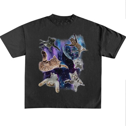Funny Cat Meme Shirt, Cats Floating In Galaxy Vintage 90s Shirt, Retro Funny Cat Unisex Tshirt, Kitten Lovers Tee, Trippy Graphic Shirt