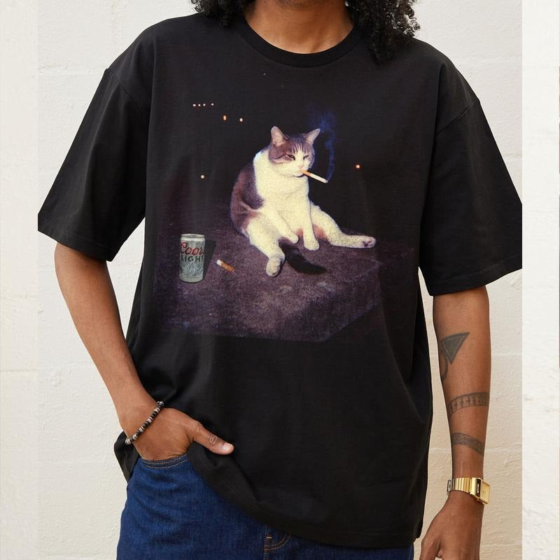 Funny Cat Smoke Shirt, Funny Smoking Cat Meme Shirt, Cat Lover Shirt, Cool Cat Shirt, Funny Cat Shirt, Cat Joke Shirt, Meme Cat Shirt