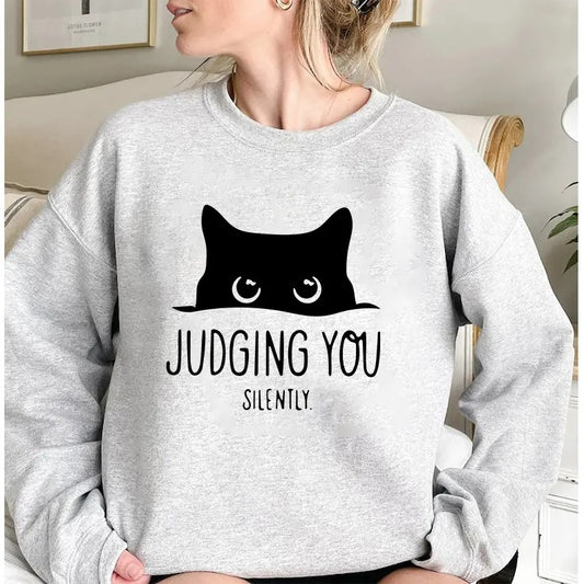 Funny Cat Sweatshirt, Cute Cat Crewneck, Black Cat Sweater, Cat Peeking Sweatshirt, Womens Funny Sweatshirt, Gifts for Cats Lover, Cat Mom Sweatshirt