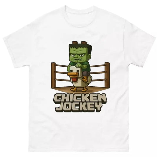 Funny Chicken Jockey T-Shirt Featuring Hilarious Meme and Playful Gaming Design