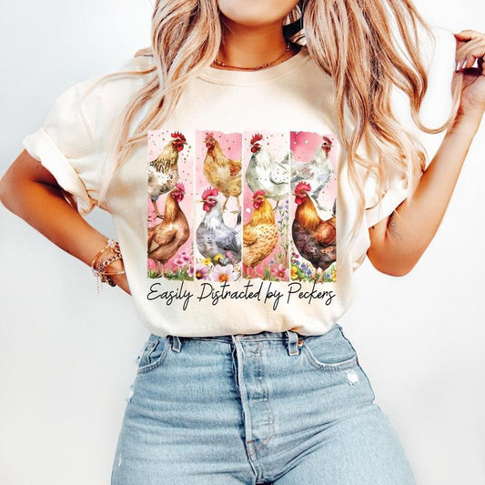 Funny Chicken T-Shirt, Chicken Lover T-Shirt, Farm Life T-Shirt, Floral Spring T-Shirt, Chicken Mama T-Shirt, Chicken Mom T-Shirt, Brushstroke Chicken, Sarcastic