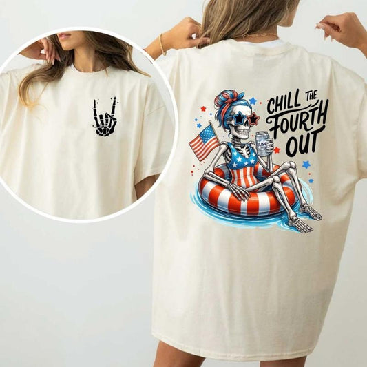 Funny Chill The 4th Out Shirt, Retro Fourth Of July Shirt, Family Matching Unisex Tee, Custom Be.er Option Shirt