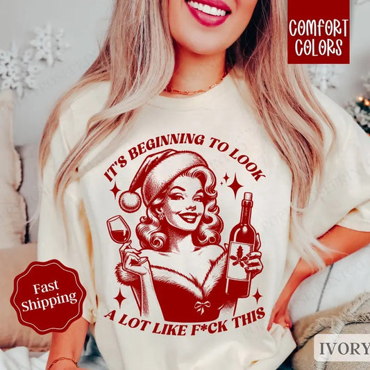 Funny Christmas Shirt Comfort Colors Holiday Tshirt, Women's Holiday Tee