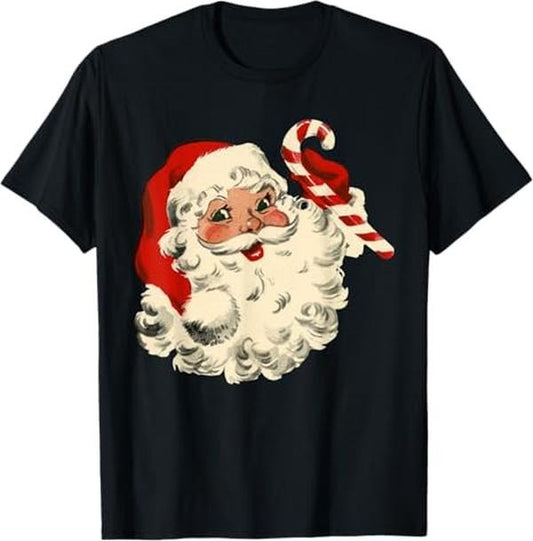 Funny Christmas Shirt, Christmas Gift, Vintage Christmas Santa Claus Face Funny Old Fashioned Xmas T-Shirt - Menswear Top