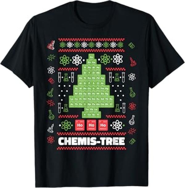 Funny Christmas Shirts, Chemistree Funny Science Christmas Tree Chemistry T-Shirt - Menswear Top