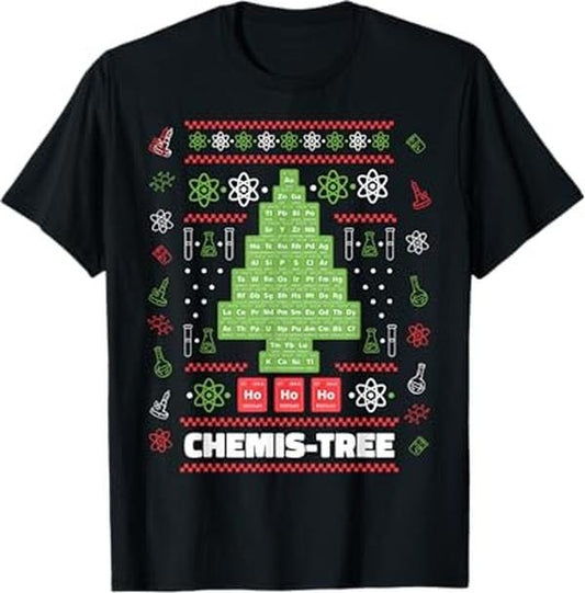 Funny Christmas Shirts, Chemistree Funny Science Christmas Tree Chemistry T-Shirt - Menswear Top