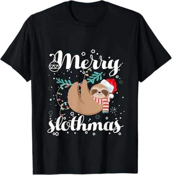 Funny Christmas Shirts, Merry Slothmas Christmas Pajama for Sloth Lovers T-Shirt - Menswear Top