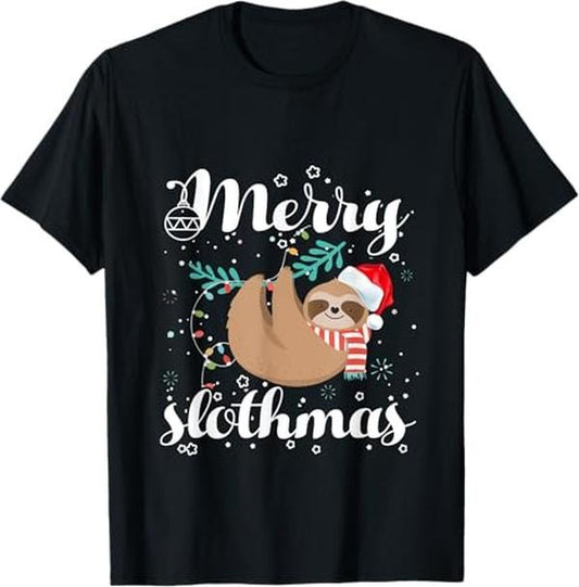 Funny Christmas Shirts, Merry Slothmas Christmas Pajama for Sloth Lovers T-Shirt - Menswear Top
