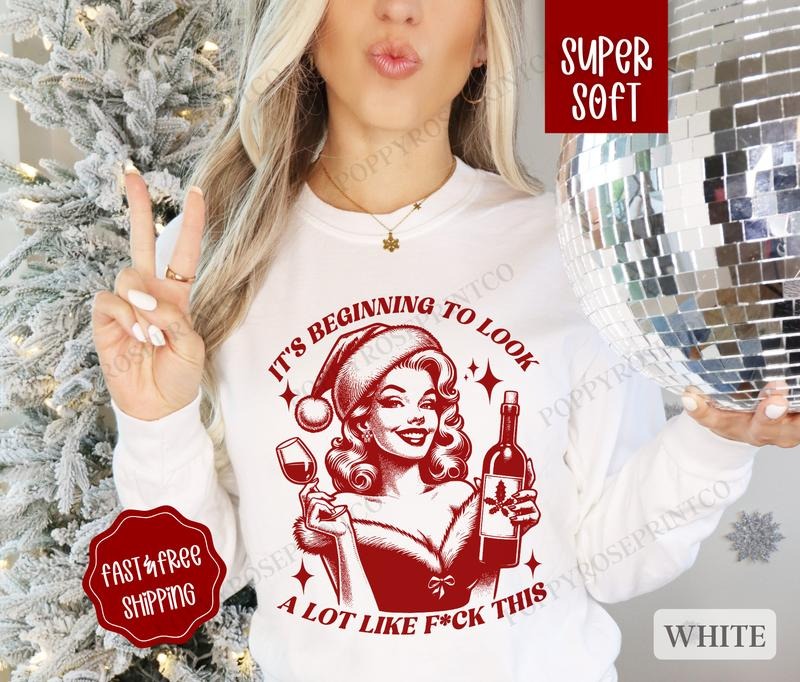 Funny Christmas Sweatshirt, Christmas Sweater, Women's Holiday Crewneck