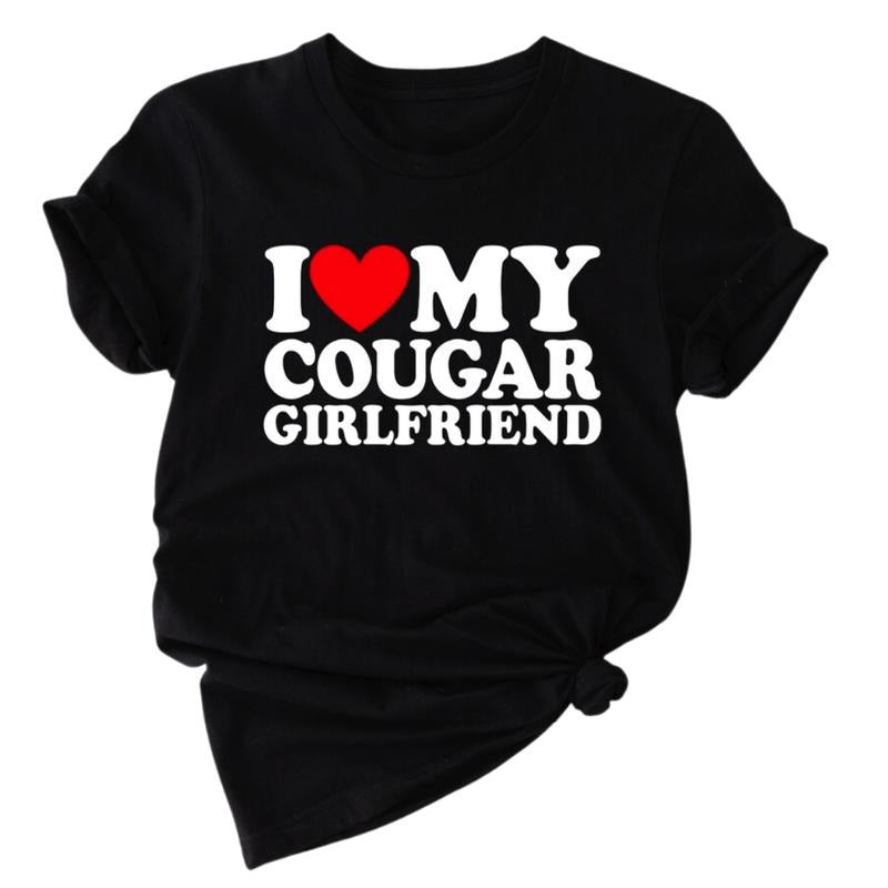 Funny Cougar Girlfriend T-Shirt, Cougar Love TShirt, I Love My Cougar Girlfriend Shirt, Funny Tee For Men, Cougar Couple T-Shirt