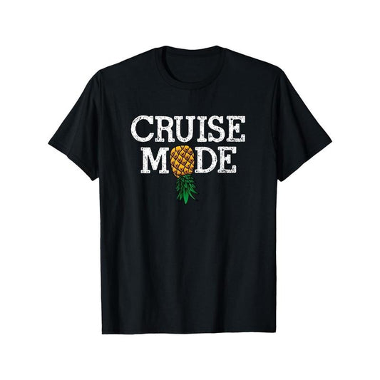 Funny Cruise Mode Vacation Upside Down Pineapple Swinger T-Shirt - Soft Breathable Cotton Print T-Shirt with Relaxed Fit and Classic Graphic Design - Perfect for Casual Daily Wear made in usa